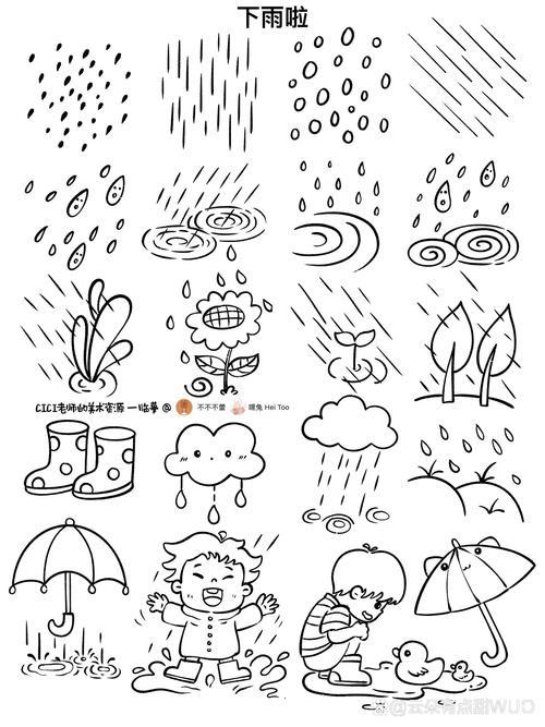 下雨啦天气简笔画