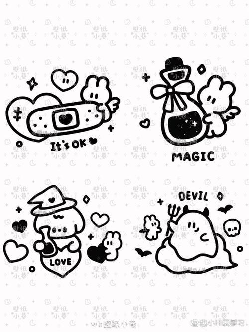 原创黑白简笔画ins风线条简笔画背景图